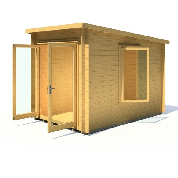 Shire Emneth 10x10 Pent Log Cabin 19mm interlock  Cladding - Best Shed