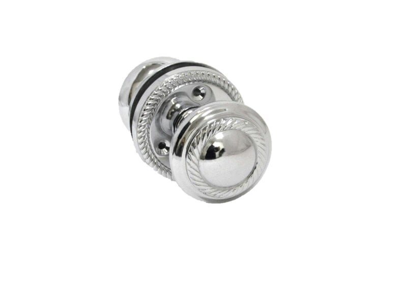 EDH Door Hardware Polished Chrome Georgian Round Door Knobs with Tubular Latch – 1 Pair