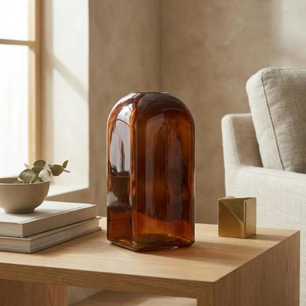 Garden Greatness Burnt Amber Square Bottle Vase