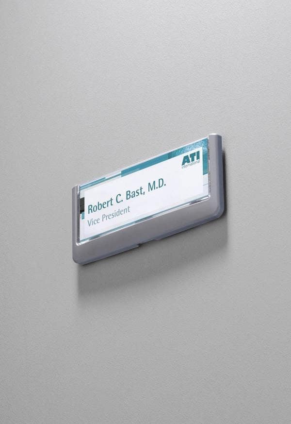 Durable Adhesive CLICK SIGN Wall Mounted Door Sign Holder | 149x52mm | Grey