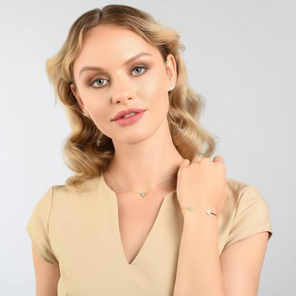 Gold Triangle Opal Bangle Bracelet - namana.london