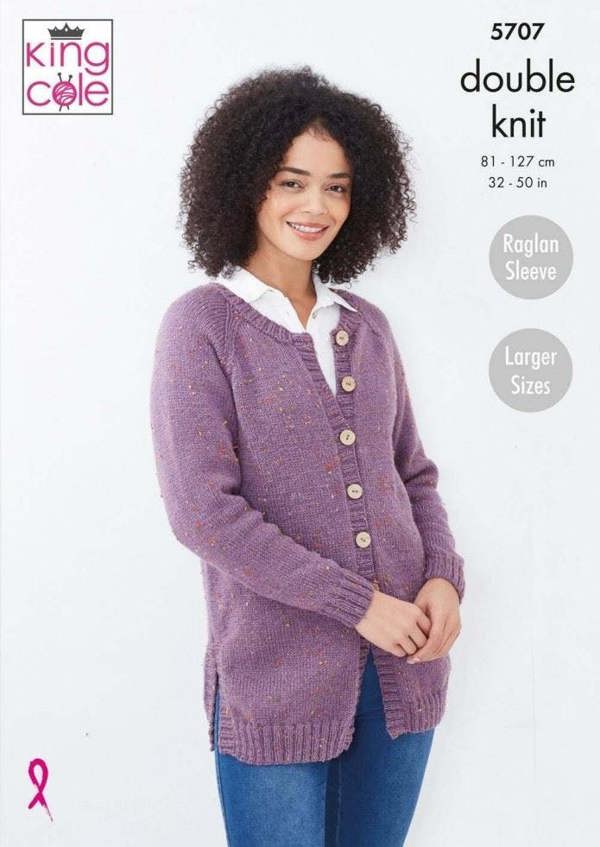 King Cole Big Value Tweed DK Knitting Pattern 5707, Cardigans, Sweaters for Women, 32 - 50 Inches
