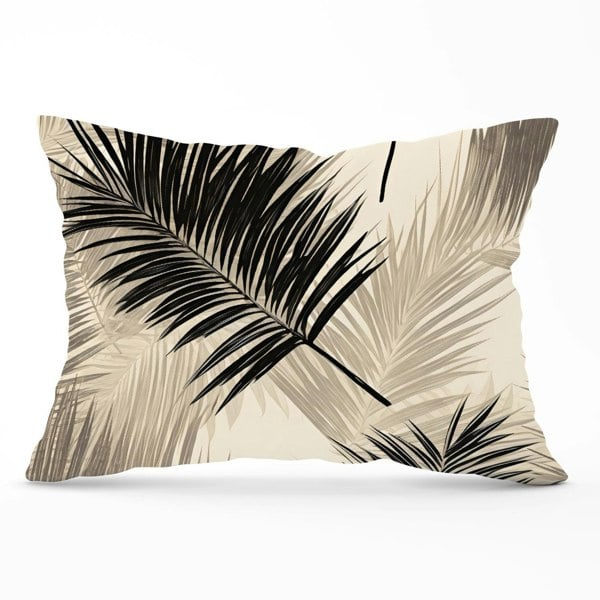 Warren Reed Black And White Tropical Palm Leaves Cushions