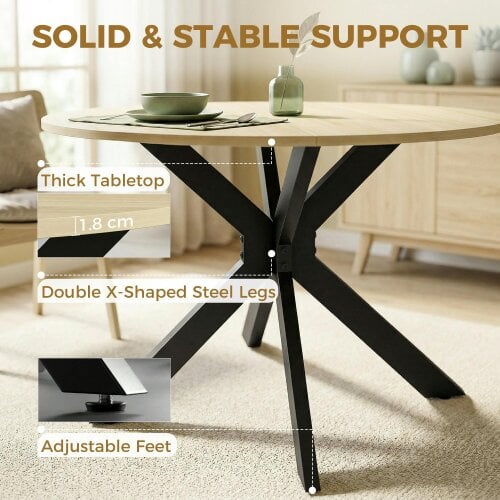HOMCOM Folding Dining Table with Adjustable Feet, Natural Wood Finish