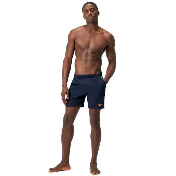 Speedo Sport blue red 16in navy swim trunks with quick-dry fabric