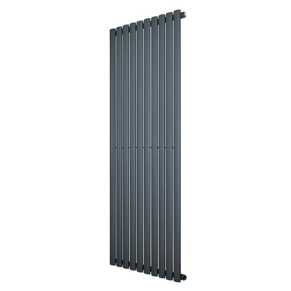 Oval single column radiator in anthracite grey, 1600 x 600mm, featuring sleek vertical lines and a modern design for efficient heating