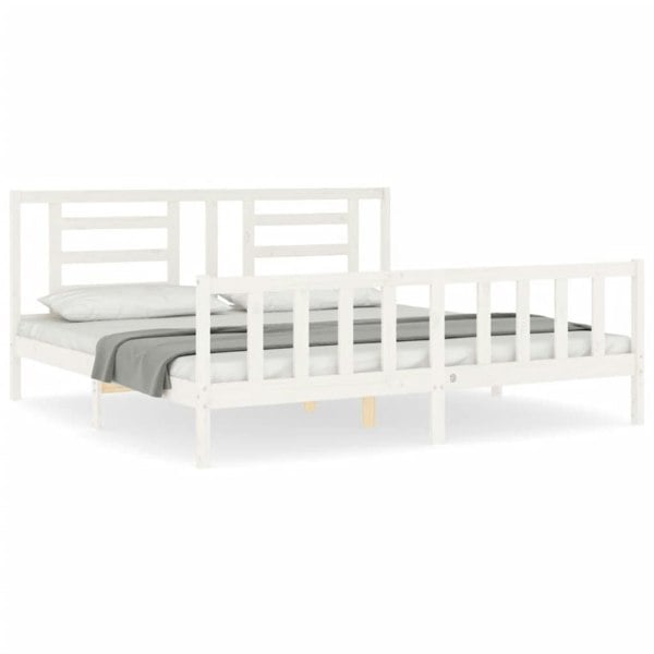 Berkfield Bed Frame with Headboard White 200x200 cm Solid Wood