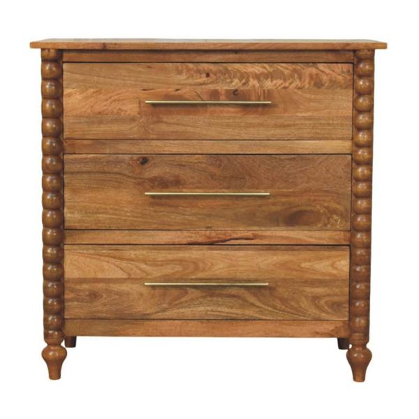 Artisan Furniture Solid Mango Wood Spindle 3-Drawer Chest