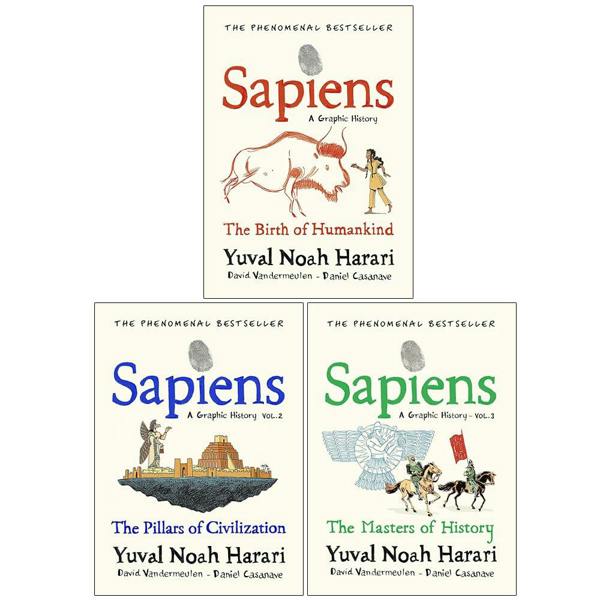 Sapiens a Graphic History Volume 1-3 Book Set By Yuval Noah Harari (The Birth of Humankind, The Pillars of Civilization and The Masters of History)