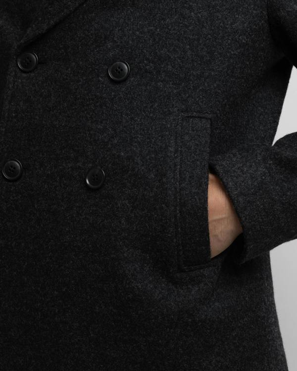 Steel & Jelly Camberwell - Black Wool Mix Double-Breasted Peacoat