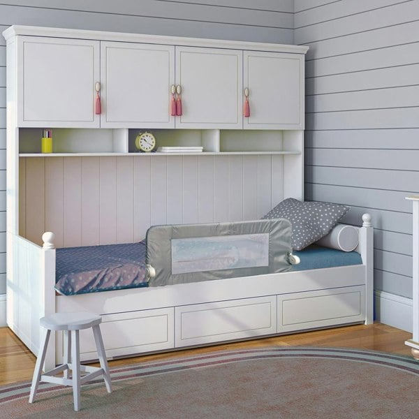 Safetots Narrow Bed Rail, Grey 90cm Wide x 40cm Tall, Toddler Bed Guard For Safety