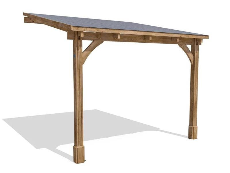 Dunster House Lean To Wooden Gazebo Canopy Kit 3m x 3m Patio Garden Shelter with Roof Shingles Leviathan