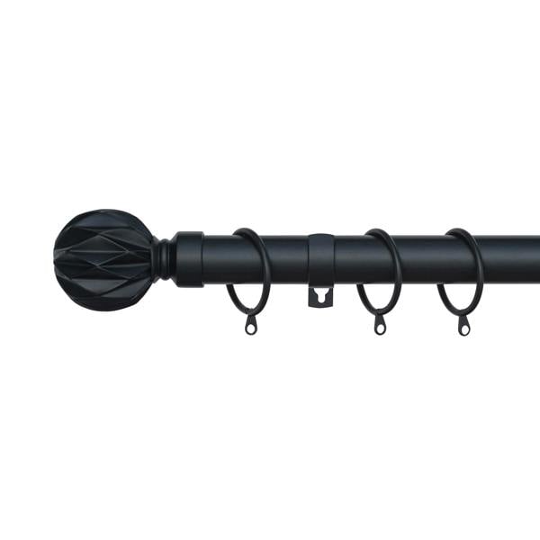 A.Unique Home Geo Ball Metal Extendable Curtain Pole With Rings and Fittings, In a Variety of Colours and Sizes  (25/28mm).