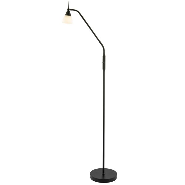 Traditional Reading Floor Lamp in Matte Black with Toggle Switch and Glass Shade Image 2