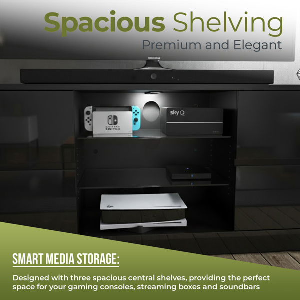 Centurion Supports AVITUS High Gloss Black with 4-Black Drawers for 32"-65" LED/OLED/LCD TV Cabinet - FULLY ASSEMBLED