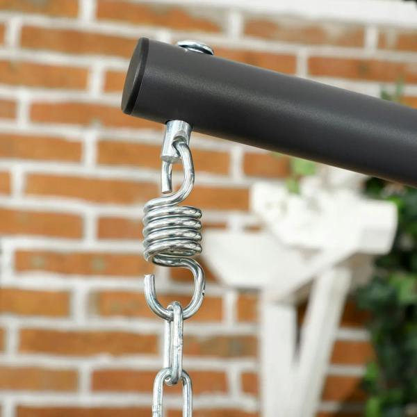 Egg swing chair chain and S-hook attachment with black frame arm