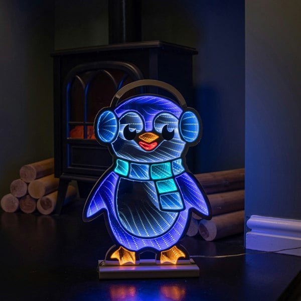 Samuel Alexander 40cm Light up Penguin Infinity Christmas Decoration with Blue and White LEDs