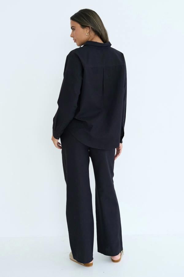 Urban Bliss Black Linen Blend Oversized Shirt