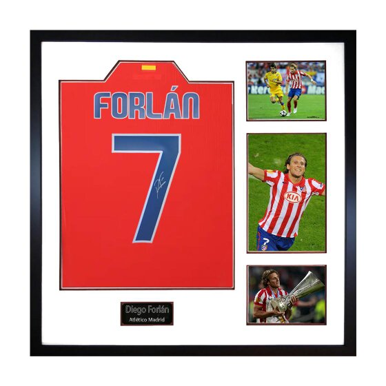 Diego Forlan Signed Atlético Madrid Shirt Elite Frame
