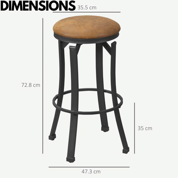 Rafaelo Mobilia Set Of 2 Industrial Swivel Bar Stools 72.8CM