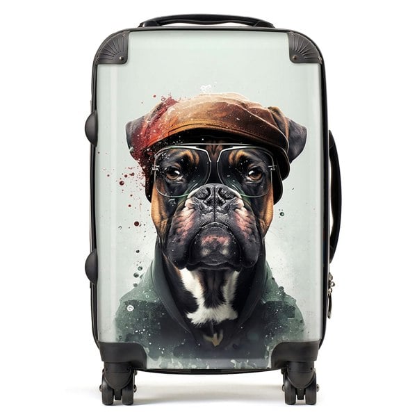 Warren Reed Boxer Dog With Hat Splashart Suitcase