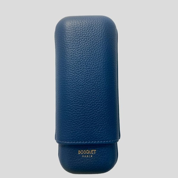 Bosquet Paris Grained Calf Leather Cigar Case for 2 - Blue Lapis