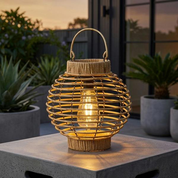 Garden Greatness Lunaria Terra Rattan Solar Garden Lantern