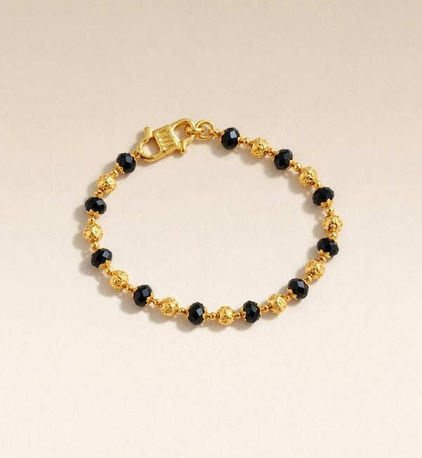 The Colourful Aura Gold & Black Beaded Baby Nazaria  Bracelet/Anklet