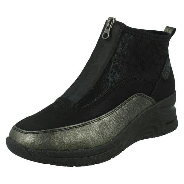 Rieker Ladies Rieker Wedge Heel Casual Front Zip Trainer Boots N9362