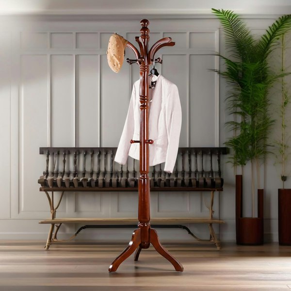 Rafaelo Mobilia Wooden Coat Stand With 13 Hooks