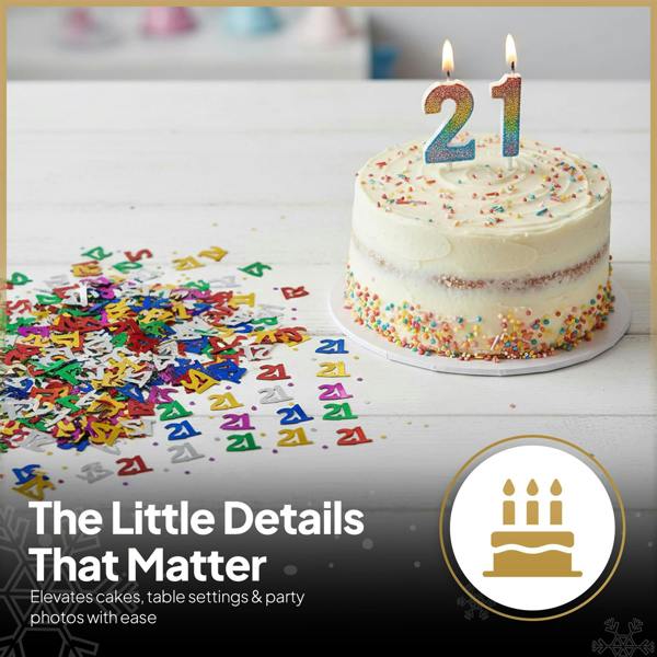 21st Birthday Metallic Confetti Pack, Multicolour Foil Table Decoration, Size Options image 5