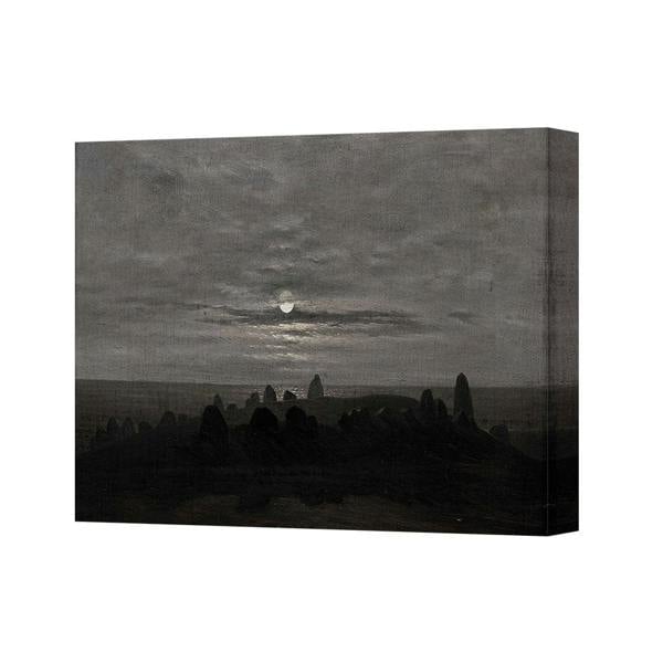 Benjamin Tate Design Moonlit Landscape Canvas Wall Art Print With Stone Circle Silhouette