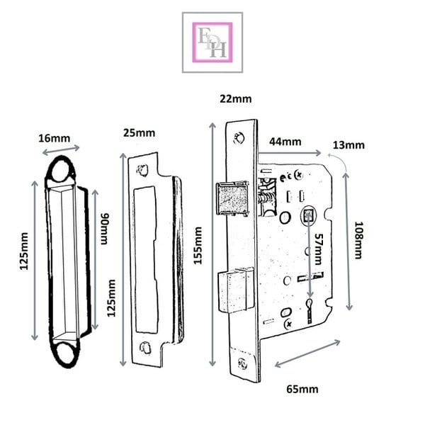 EDH Door Hardware Cadenza Victorian Scroll Door Handles Polished Chrome – Lever Latch, Bathroom Lock & 3 Lever Lock Sets