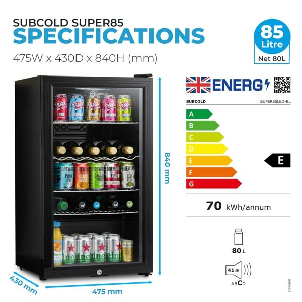 Subcold Super 85 LED Beer Fridge - Black