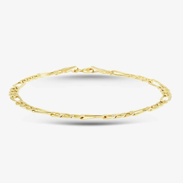 T. H. Baker 9ct Yellow Gold 7.5 Inch Figaro Chain Bracelet HF080-7.5