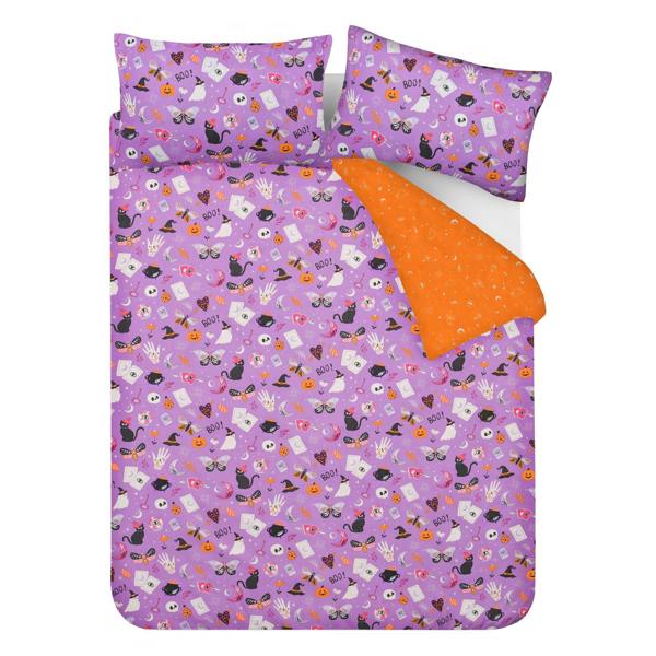 Smart Living Luxury Soft Reversible Celestial Halloween Duvet Cover with Pillowcases - Lilac