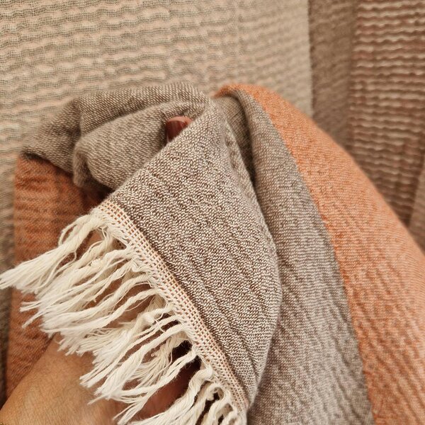 Cotton and Olive Sahara Muslin Cotton Jacquard Throw| SECONDS