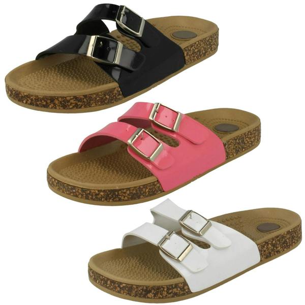 Spot On Ladies Spot On Two Buckle Mules