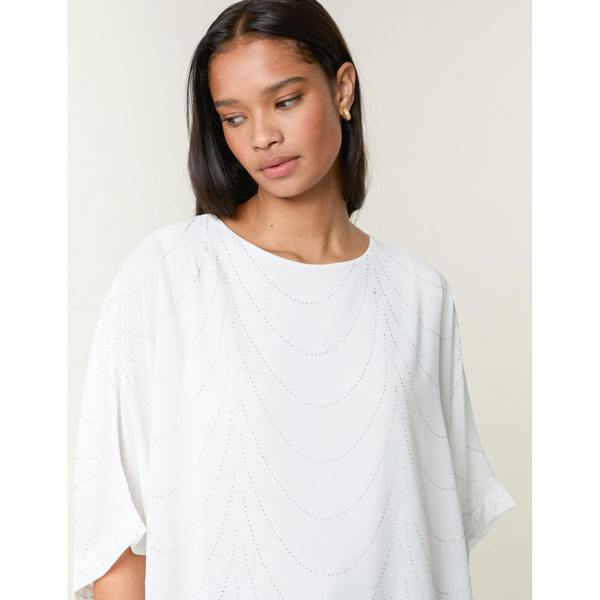 Blue Vanilla Studded Wave Chiffon Kaftan Top
