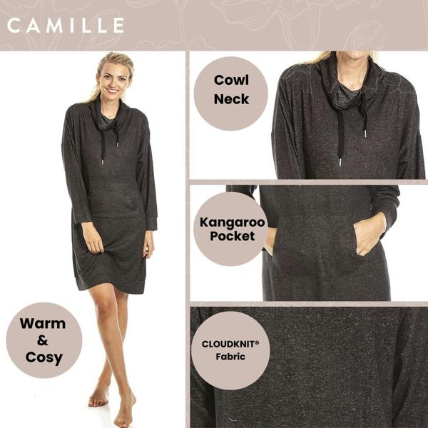 Long Sleeve Cowl Neck Lightweight Knitted Hacci Nightdress