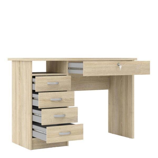 Wyld Haus Billabong Natural Oak Wood Office Desk 5 Drawers