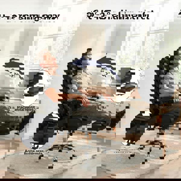 Levede Office Chair Big Tall High Back Heavy Duty PU Recliner Executive Chair