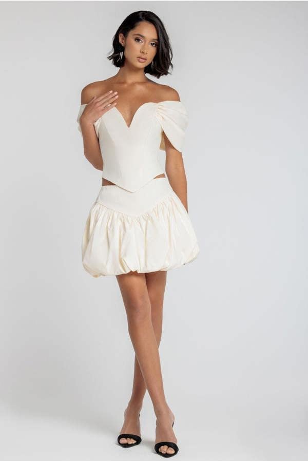 Bengaline Balloon Mini Skirt - Cream SK34