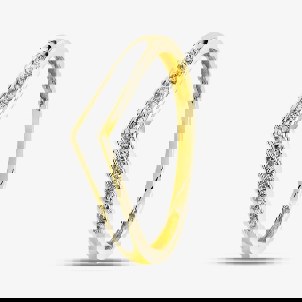 T. H. Baker 9ct Yellow Gold 0.12ct Diamond Wishbone Half Eternity Ring TH014846R