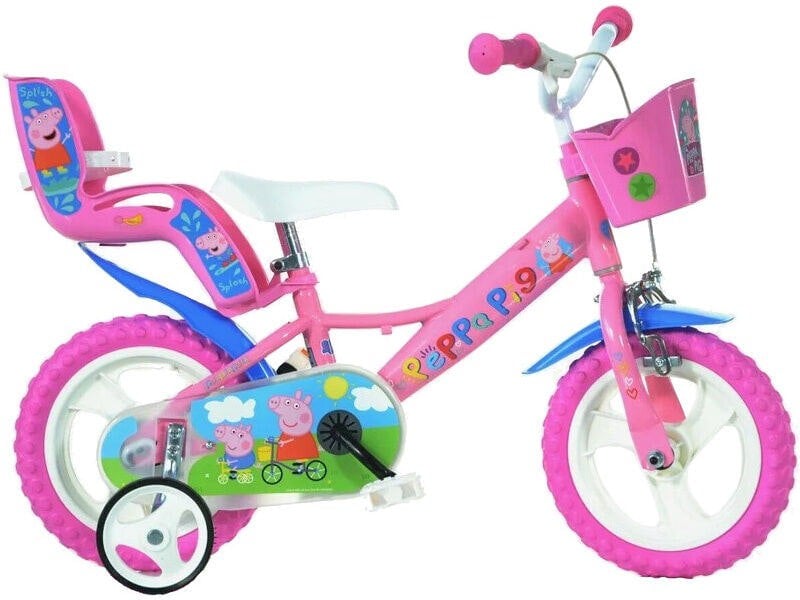 Dino Bikes Dino Peppa Pig Bike with Doll Carrier 12" Mag Wheels