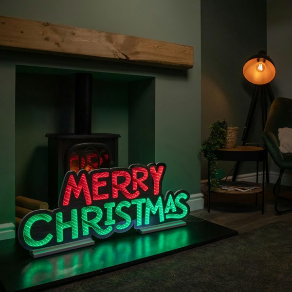 Samuel Alexander 1m Light up Merry Christmas Infinity Light Decoration with Red and Green LEDs