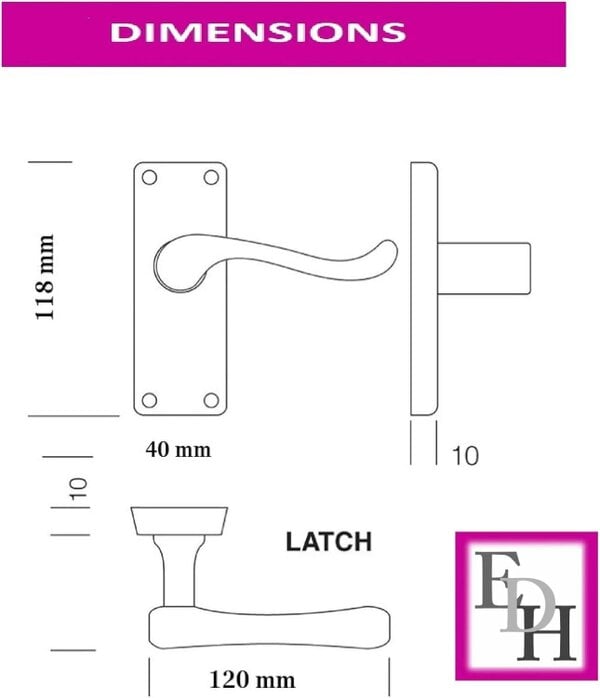 EDH Door Hardware Polished Chrome Victorian Scroll Door Handles – Handle Only or Handle + Tubular Latch – 118mm x 42mm