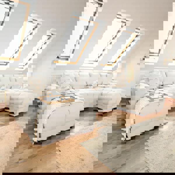 Furnishings For Less Zura Plush Velvet Large U Shaped 4 - 5 Seater Sofa  | Cream, Grey or Mocha