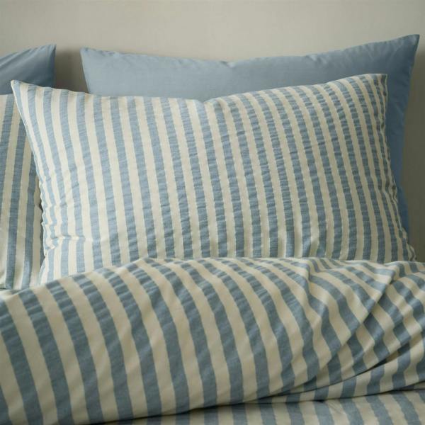 Pineapple Elephant Cotton Rich Woven Stripe Blue Duvet Cover Set