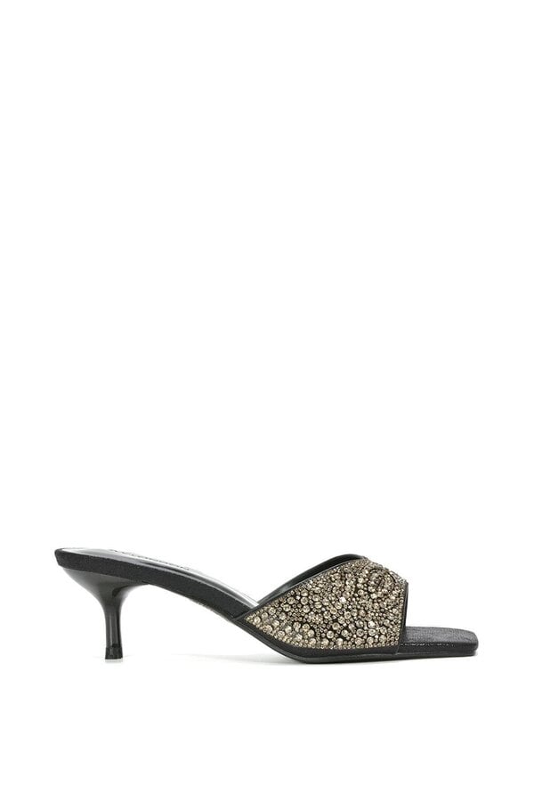 XY LONDON Sparkly Crystal Kitten Heeled Sandal Mules